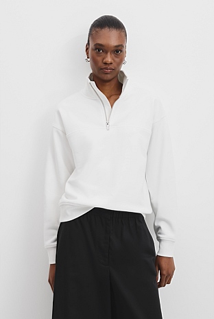 Australian Cotton Logo Neck Zip Sweat