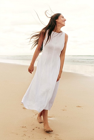 Organically Grown Linen Fit-and-Flare Dress