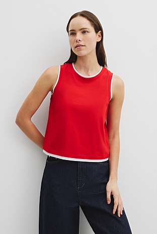 Australian Cotton Contrast Detail Tank