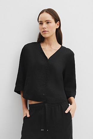 Organically Grown Cotton Crop Sleeve Linen Shirt