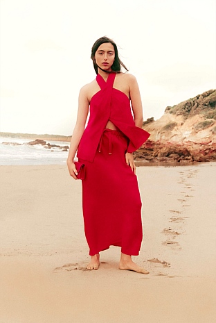 Organically Grown Linen Column Skirt