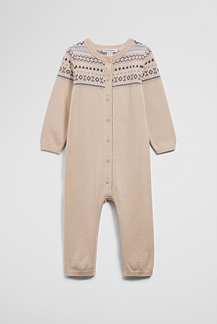 Organically Grown Cotton Fair Isle Knit Jumpsuit