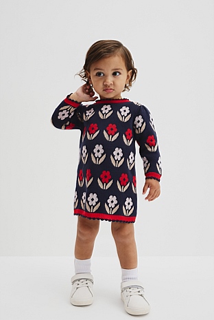 Organically Grown Cotton Jacquard Knit Dress