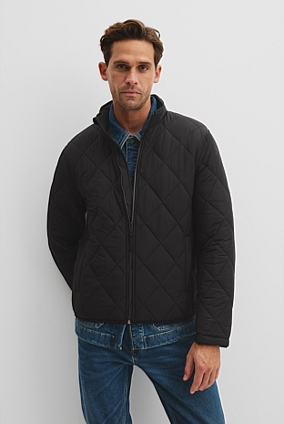 Recycled Polyester Funnel Neck Quilted Jacket