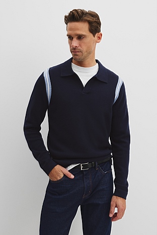 Cotton Wool Contrast Collar Polo