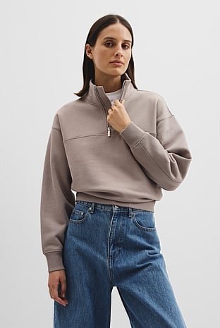 Australian Cotton Logo Neck Zip Sweat