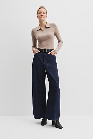 Wool Silk Collared Knit
