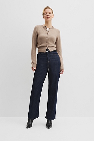 Cotton Cashmere Crew Neck Cardigan