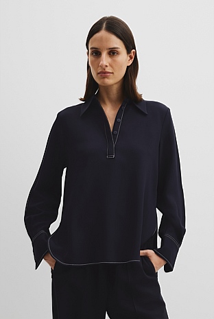 Crepe Popover Shirt