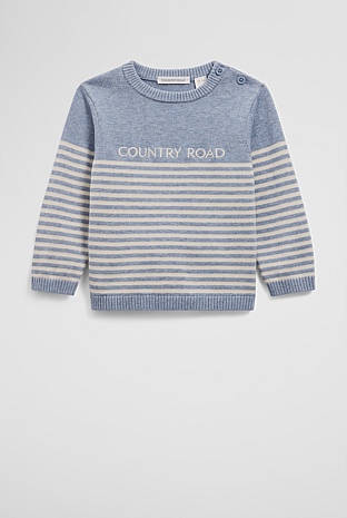 Organically Grown Cotton Stripe Logo Knit