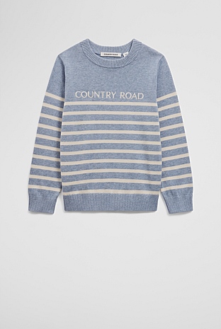 Organically Grown Cotton Stripe Logo Knit