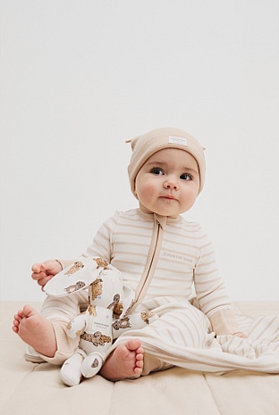 Organically Grown Cotton Stripe Rib Jumpsuit