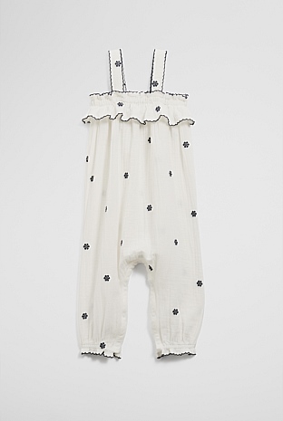 Crinkle Embroidered Romper