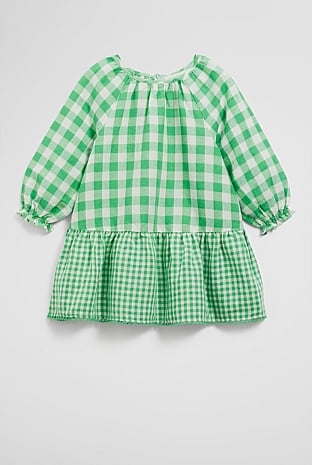 Gingham Long Sleeve Mini Dress