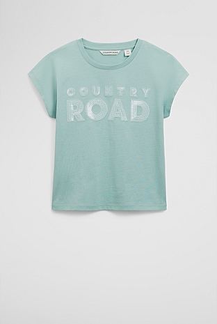 Organically Grown Cotton Sequin Logo T-Shirt