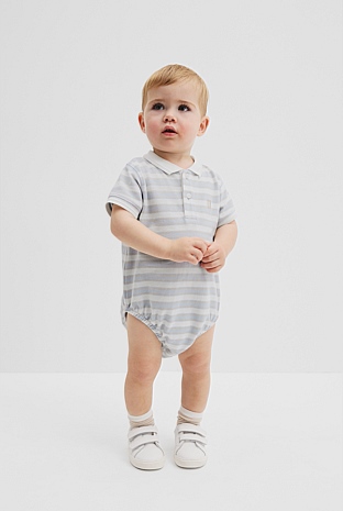Organically Grown Cotton Stripe Polo Bodysuit