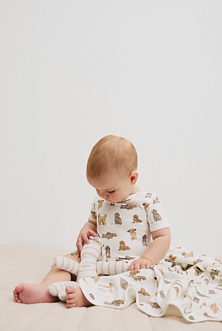 Organically Grown Cotton Dog Print Bodysuit