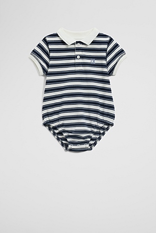Organically Grown Cotton Stripe Polo Bodysuit