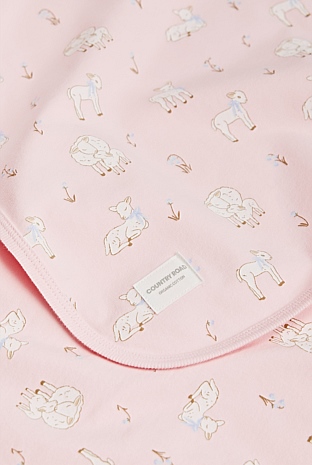 Organically Grown Cotton Lamb Print Blanket