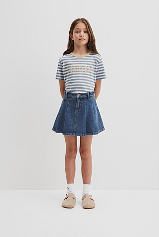 Denim Pleat Skirt