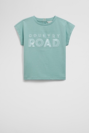 Organically Grown Cotton Sequin Logo T-Shirt