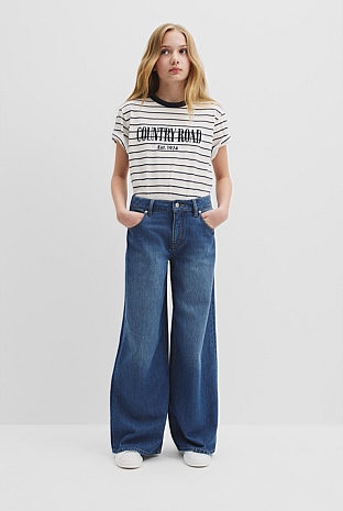 Mid Rise Wide Leg Jean