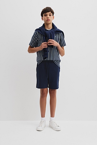 Teen Recycled Cotton Blend Vertical Stripe Polo