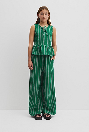 Teen Linen Peplum Top