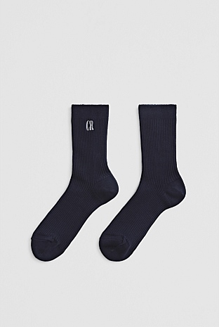 Australian Cotton Blend CR Ribbed Three-Quarter Crew Sock