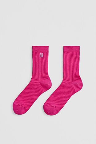 Australian Cotton Blend CR Ribbed Three Quarter Crew Sock