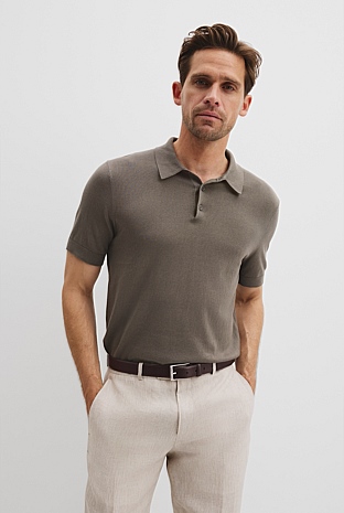Australian Cotton Blend Silk Button Polo