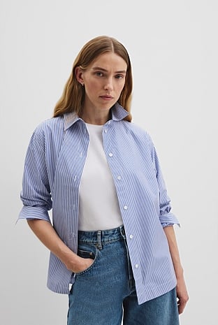 Organically Grown Cotton Stripe Poplin Shirt