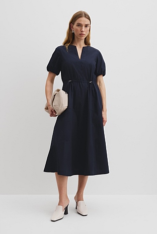 Drawcord Midi Dress