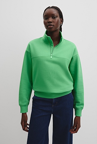 Australian Cotton Logo Neck Zip Sweat