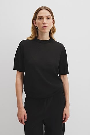Fine Mesh Knit T-Shirt