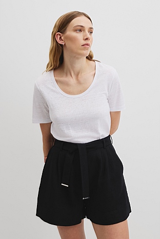 Organically Grown Linen Linen Scoop Neck T-Shirt
