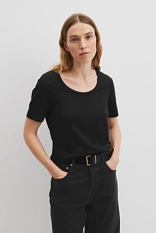 Organically Grown Linen Scoop Neck T-Shirt