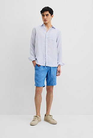 Long Sleeve Regular Fit Organically Grown Linen Stripe Shirt