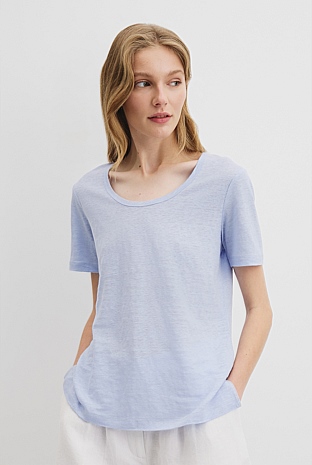 Organically Grown Linen Scoop Neck T-Shirt