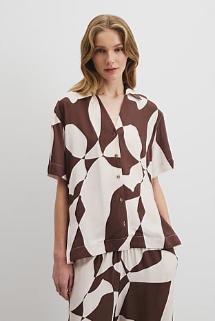 Print Short Sleeve Cupro Shirt