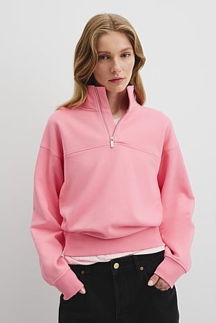Australian Cotton Logo Neck Zip Sweat