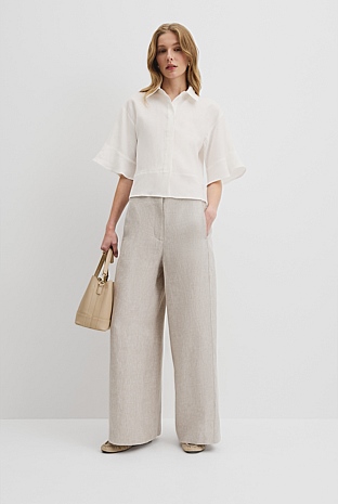 Organically Grown Linen Ruffle Detail Top