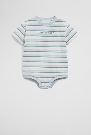 Organically Grown Cotton Oversize Stripe Short Sleeve Bodysuit