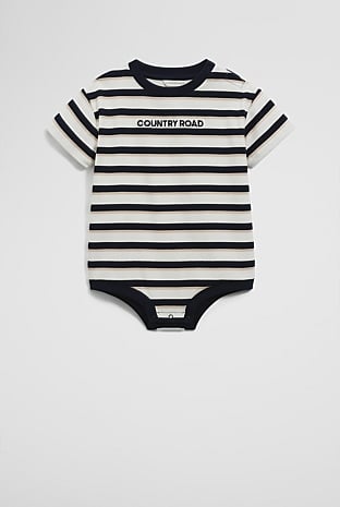 Organically Grown Cotton Oversize Stripe Short Sleeve Bodysuit