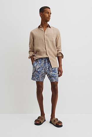 Recycled Polyester Paisley Print Swim Short
