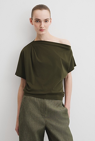 Australian Cotton One Shoulder T-Shirt