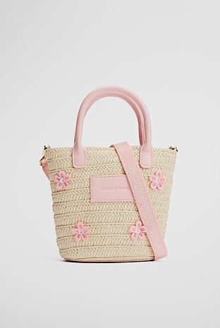 Embroidered Mini Tote Crossbody Bag