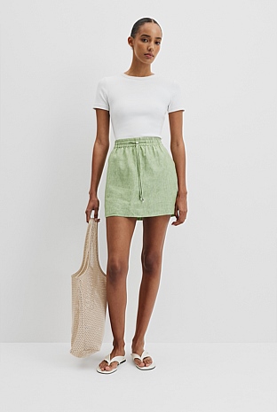 Organically Grown Linen Pull On Linen Skirt