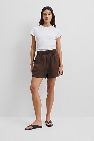 Organically Grown Linen Tie Detail Short