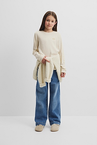 Organically Grown Cotton Long Sleeve Curved Logo T-Shirt